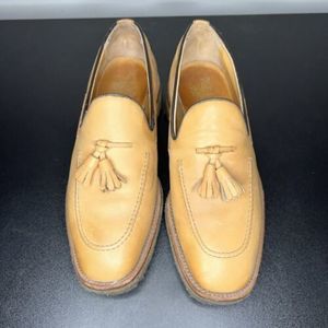 Tan Leather Tassel Loafers